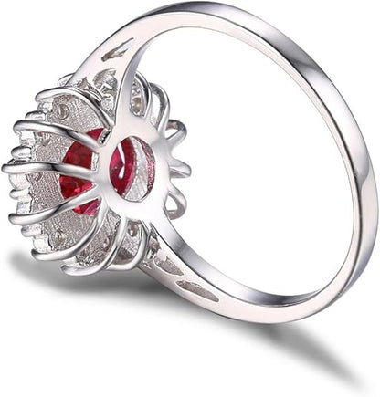 Bague Halo Rubis Classique | Or Blanc