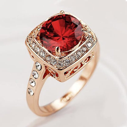 Bague Halo Rubis Élégante | Or Rose