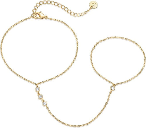 Bracelet Chaîne Main Perlée | Or