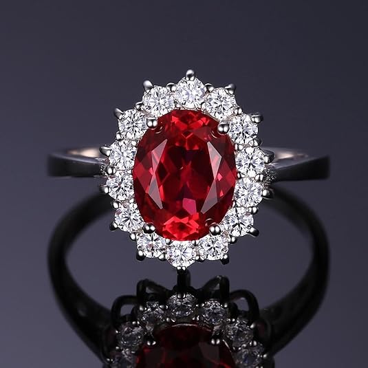 Bague Halo Rubis Classique | Or Blanc