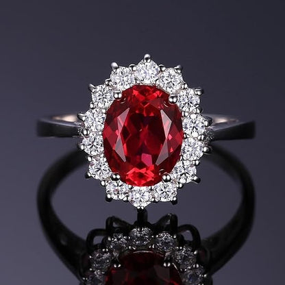Bague Halo Rubis Classique | Or Blanc