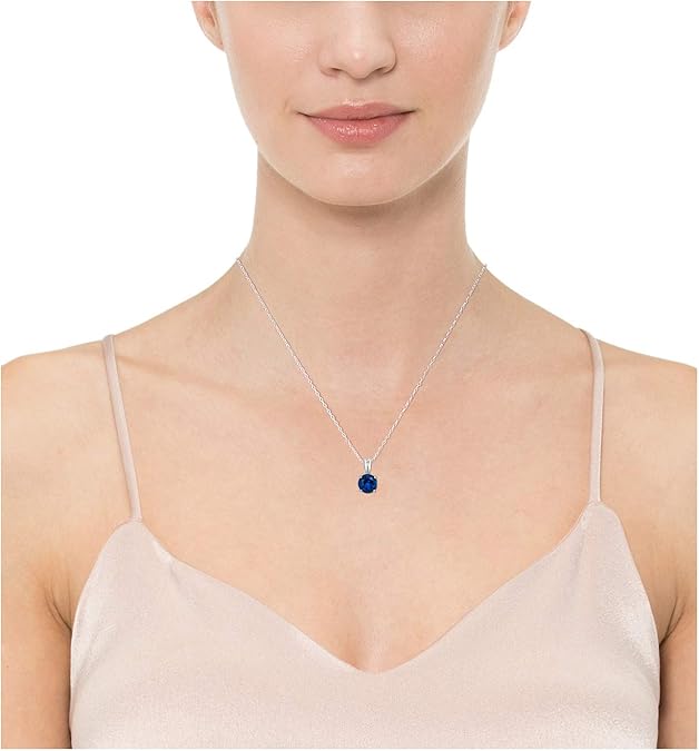Collier Saphir Taille Ronde | Or Blanc