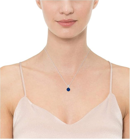 Collier Saphir Taille Ronde | Or Blanc