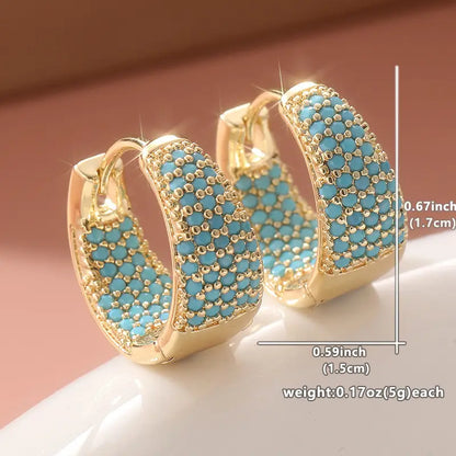 Boucles d'Oreilles Créoles Perles Turquoise Dorées | Or