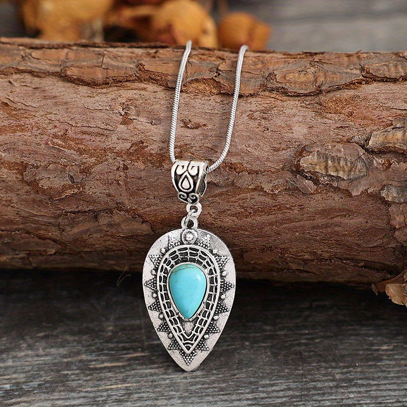 Collier Larme Turquoise Arlisse | Or Blanc