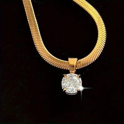 Collier Pendentif Strass Élégant | Or