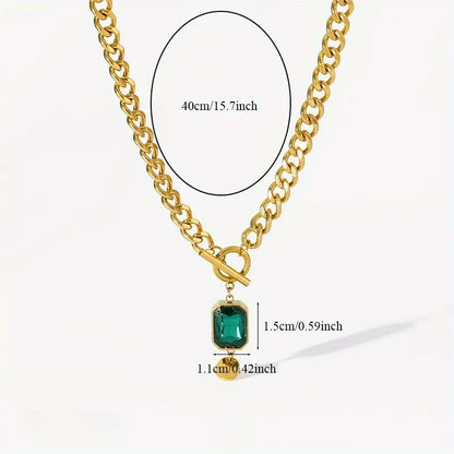 Collier Pendentif Émeraude à Grosse Chaîne | Or