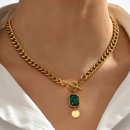 Collier Pendentif Émeraude à Grosse Chaîne | Or