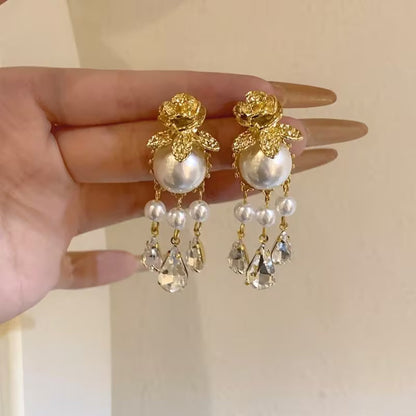 Boucles d'Oreilles Gouttes Rosée Perle Ivoire | Or