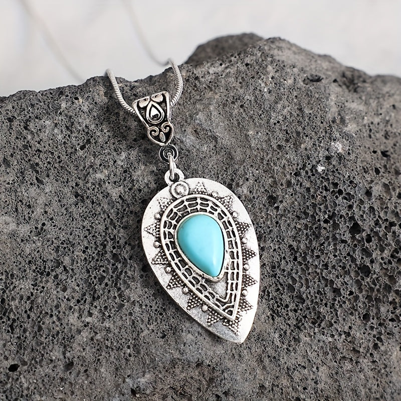 Collier Larme Turquoise Arlisse | Or Blanc