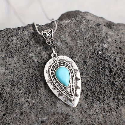 Collier Larme Turquoise Arlisse | Or Blanc