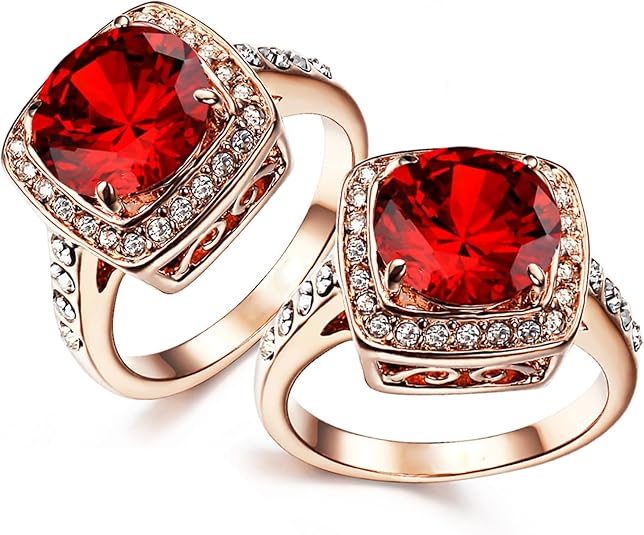 Bague Halo Rubis Élégante | Or Rose