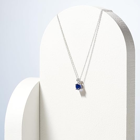 Collier Saphir Taille Ronde | Or Blanc