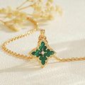 Collier Pendentif Trèfle Vert Émeraude | Or