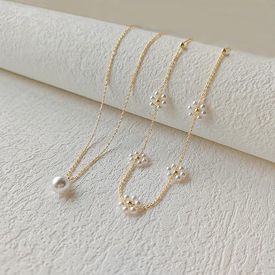 Collier Multicouches Perles Florales | Or