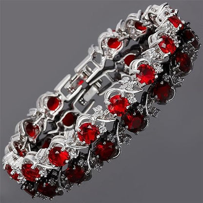Bracelet Tennis Vigne Rubis | Or Blanc