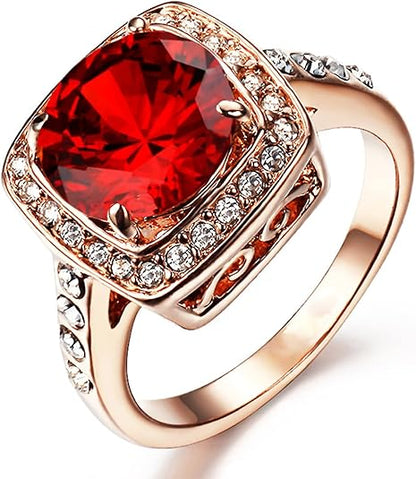 Bague Halo Rubis Élégante | Or Rose
