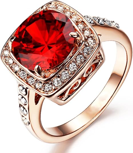 Bague Halo Rubis Élégante | Or Rose