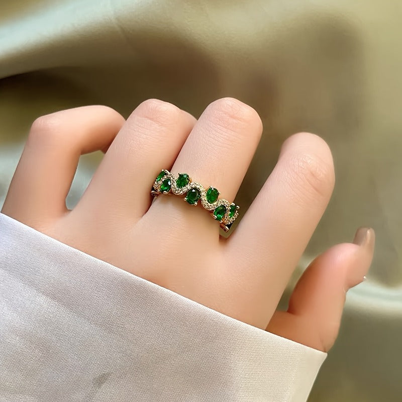Bague Ouverte Étincelante Émeraude Calira | Or