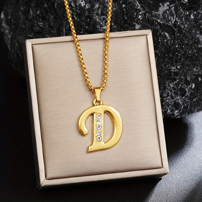 Collier Initiale Accent Cristal | Or
