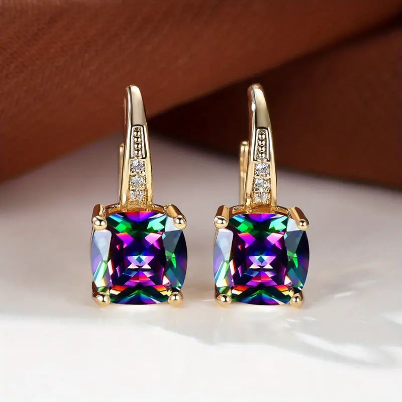 Boucles d'Oreilles Créoles Pierre Mystique | Or