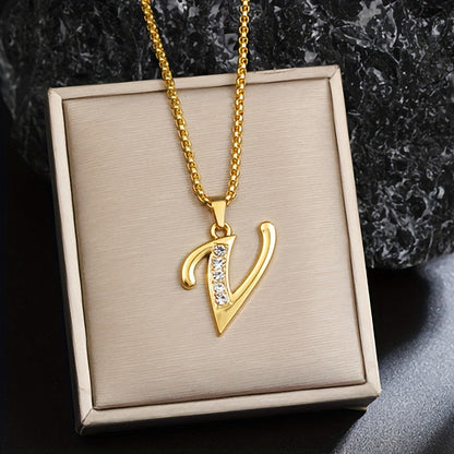 Collier Initiale Accent Cristal | Or