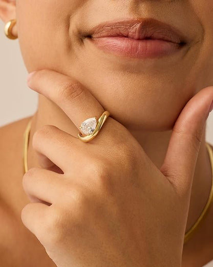 Bague Anneau Promesse Ondulée | Or