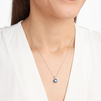 Collier Saphir Taille Ronde | Or Blanc