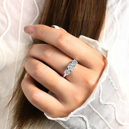 Bague Triple Pierre Clare | Or Blanc