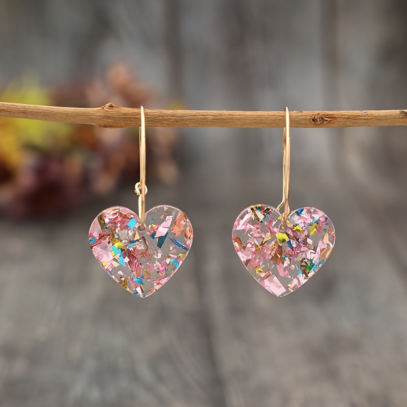 Boucles d'Oreilles Pendantes Cœur Prune Sucrée | Or