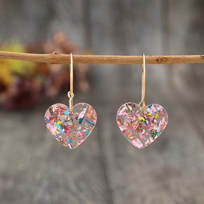 Boucles d'Oreilles Pendantes Cœur Prune Sucrée | Or