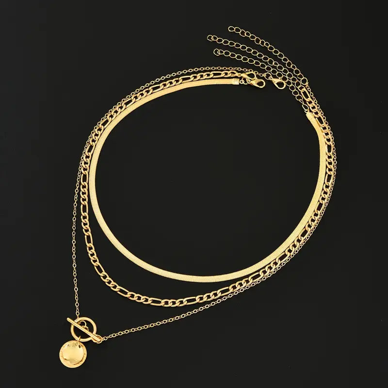 Collier Multicouches Pièce Texturée Savira | Or
