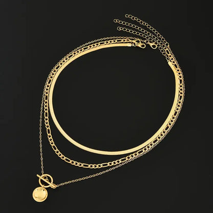 Collier Multicouches Pièce Texturée Savira | Or