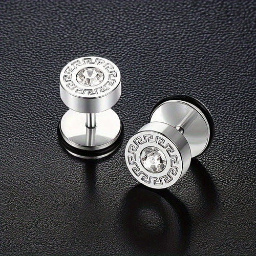 Boucles d'Oreilles Clou Ligne Clé Theron | Or Blanc