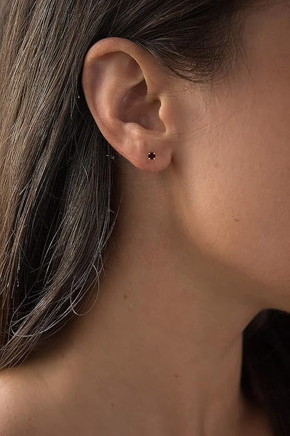 Boucles d'Oreilles Clou Rubis Rond | Or