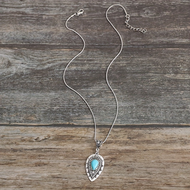 Collier Larme Turquoise Arlisse | Or Blanc