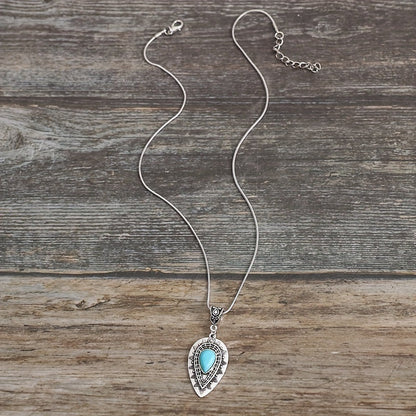 Collier Larme Turquoise Arlisse | Or Blanc