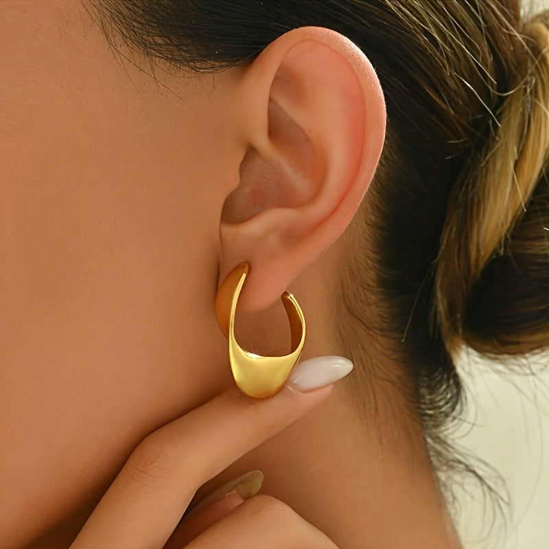 Boucles d'Oreilles Créoles Croissant Sculpté | Or