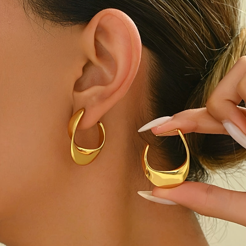 Boucles d'Oreilles Créoles Croissant Sculpté | Or