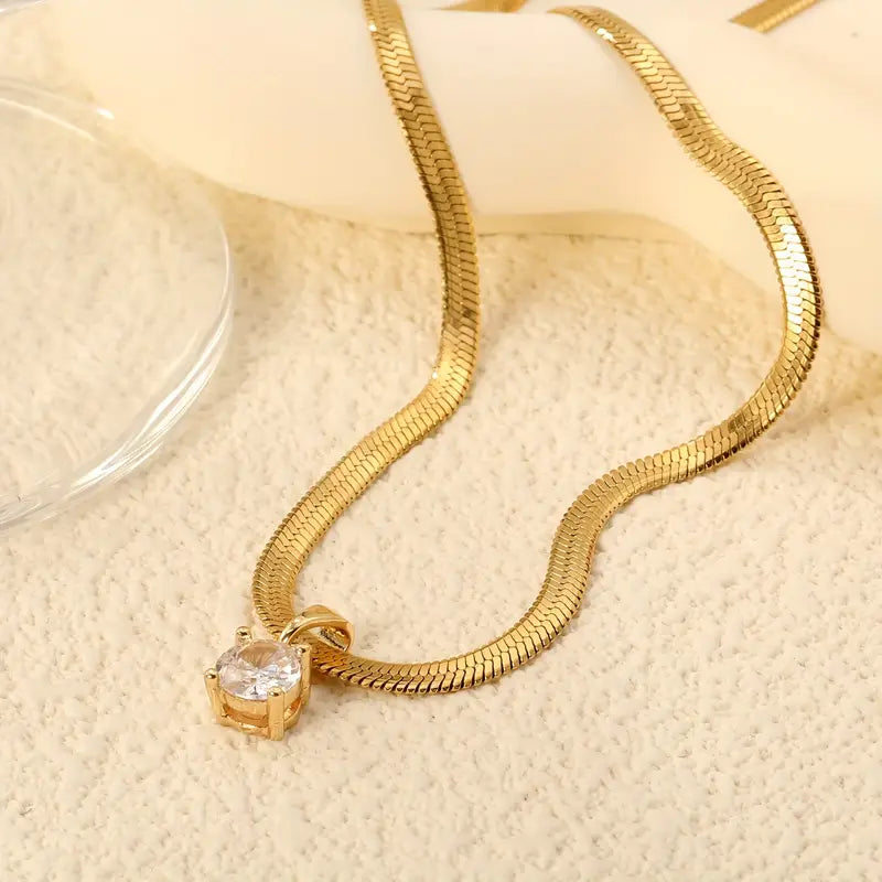 Collier Pendentif Strass Élégant | Or