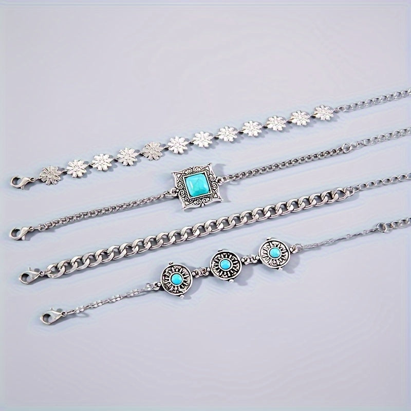 Parure Bracelets Multicouches Pierre Ciel | Or Blanc