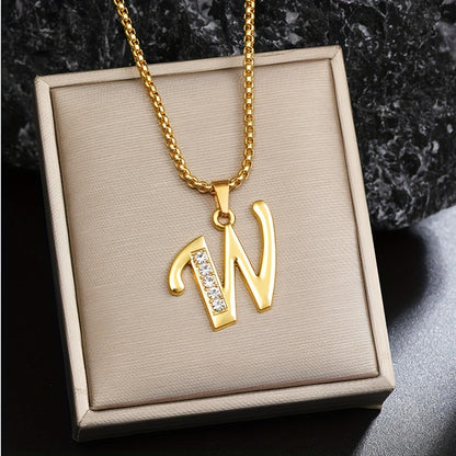 Collier Initiale Accent Cristal | Or