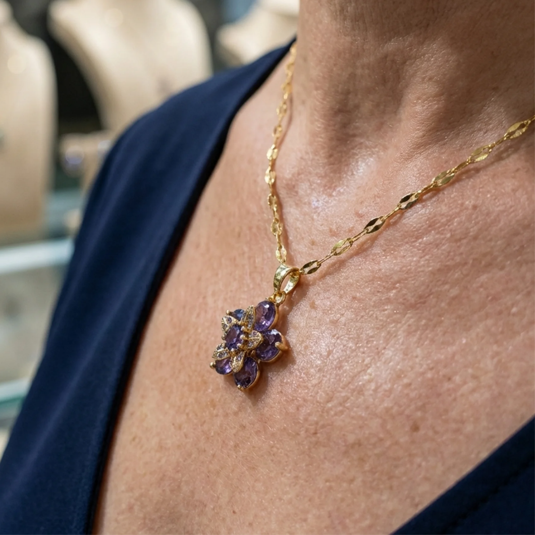 Collier Fleur Violette Amélyth | Or
