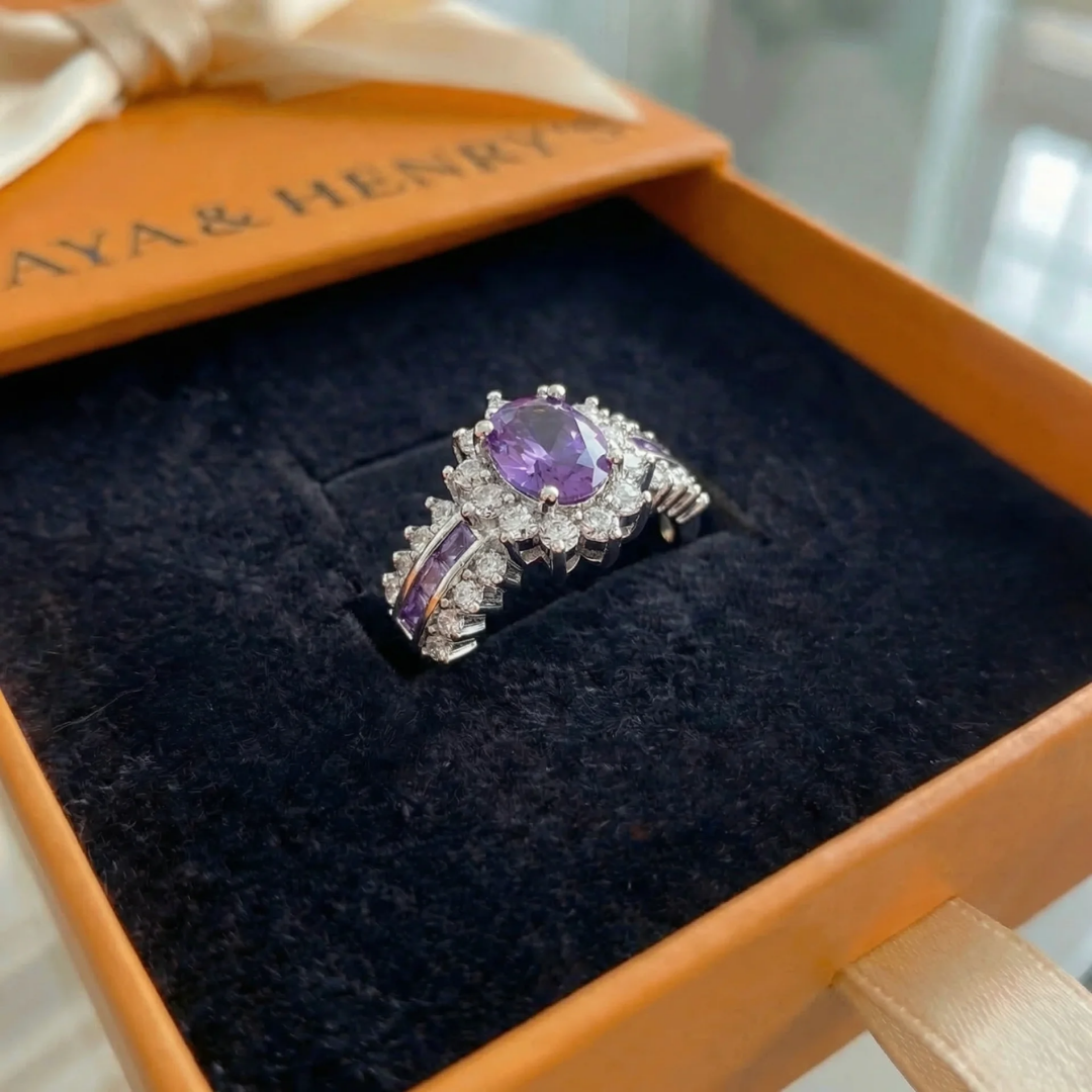 Bague Couronne Crépuscule Amethyne | Or Blanc