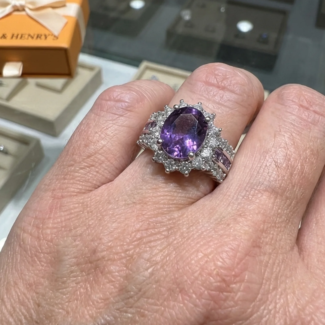 Bague Couronne Crépuscule Amethyne | Or Blanc