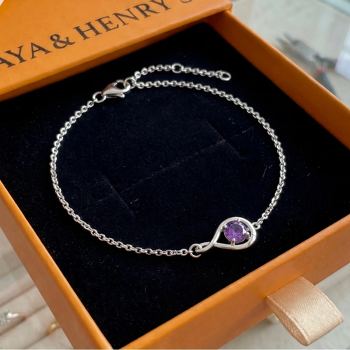 Bracelet Infini Améthyste | Or Blanc