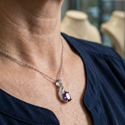Collier Infini Améthyste Pavé | Or Blanc