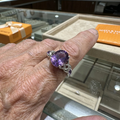 Bague Nœud Améthyste | Or Blanc