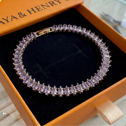 Bracelet Tennis Marquise Améthyste | Or