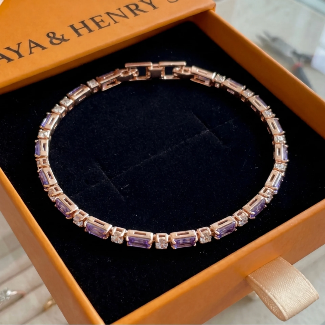 Bracelet Tennis Prisme Améthyste | Or Rose